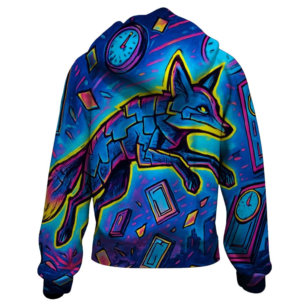 Cascade Of Coincidence Fox embroidered hoodies