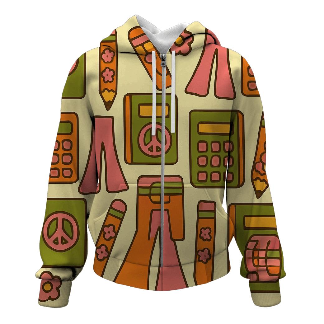 Groovy Classroom Doodles embroidered hoodies