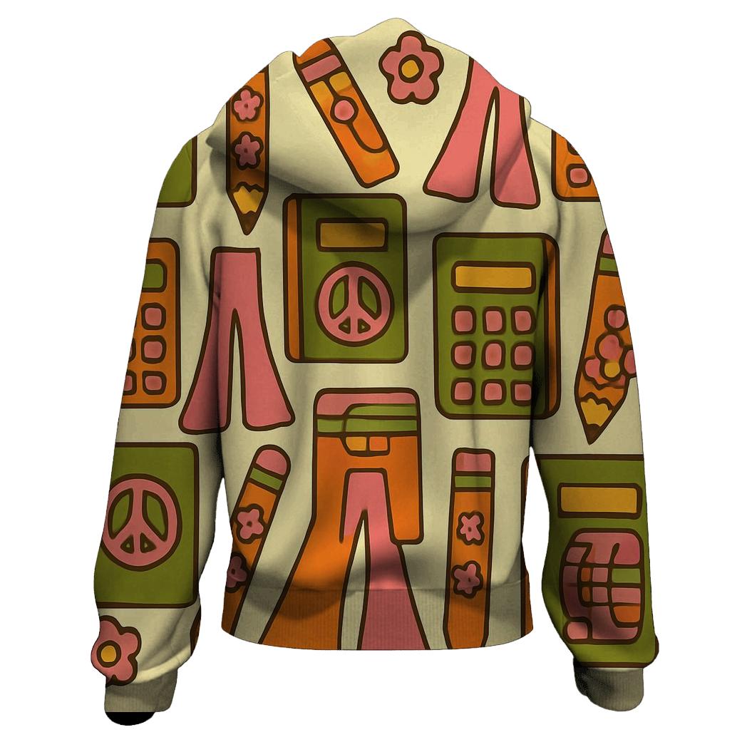Groovy Classroom Doodles embroidered hoodies
