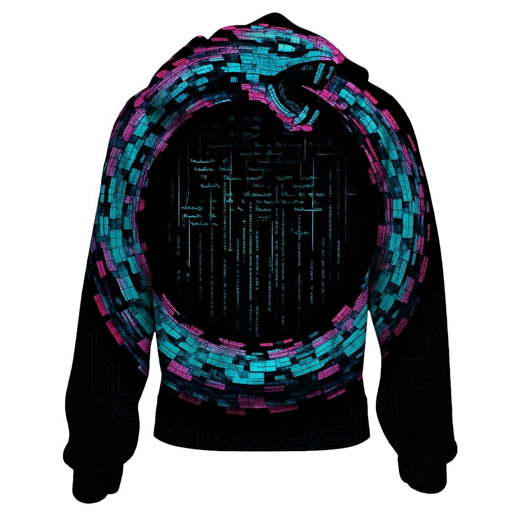 Digital Glitch Ouroboros premium hoodies
