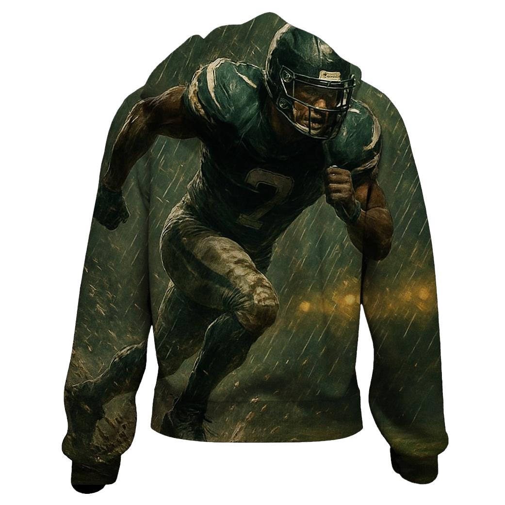 Rain Soaked Football Sprint graphic hoodies