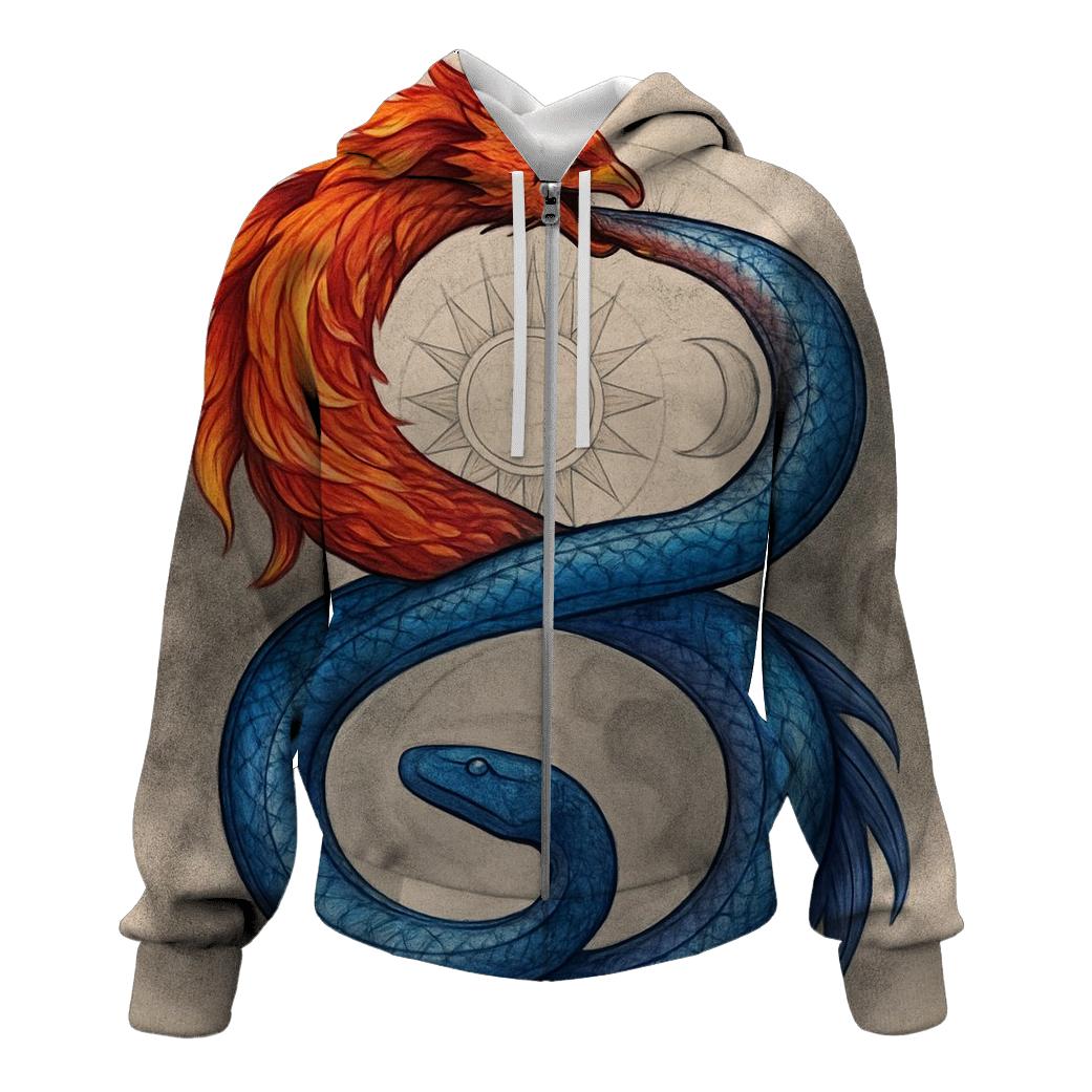 Phoenix And Serpent Double Ouroboros hoodies fashion