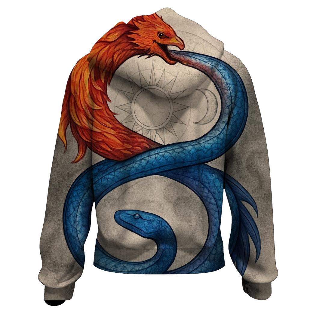 Phoenix And Serpent Double Ouroboros hoodies fashion
