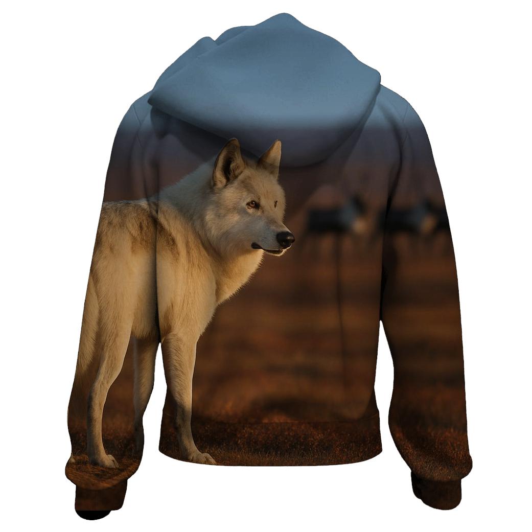 Tundra Wolf Shadowing Caribou Migration graphic hoodies