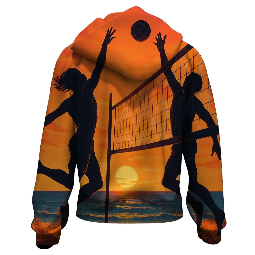 Sunset Beach Volleyball Duel graphic hoodies