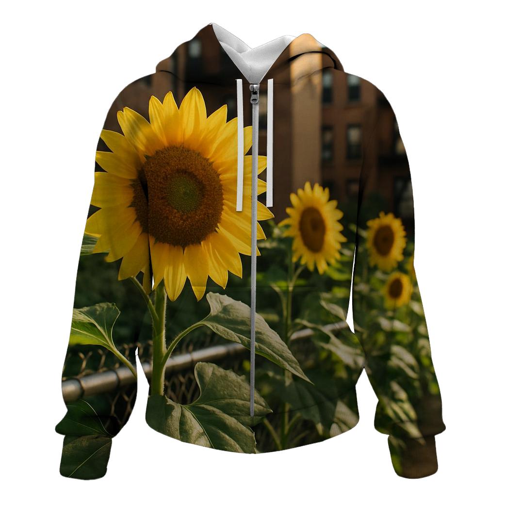 Sunflower Edge Of Urban Community Garden lightweight hoodies
