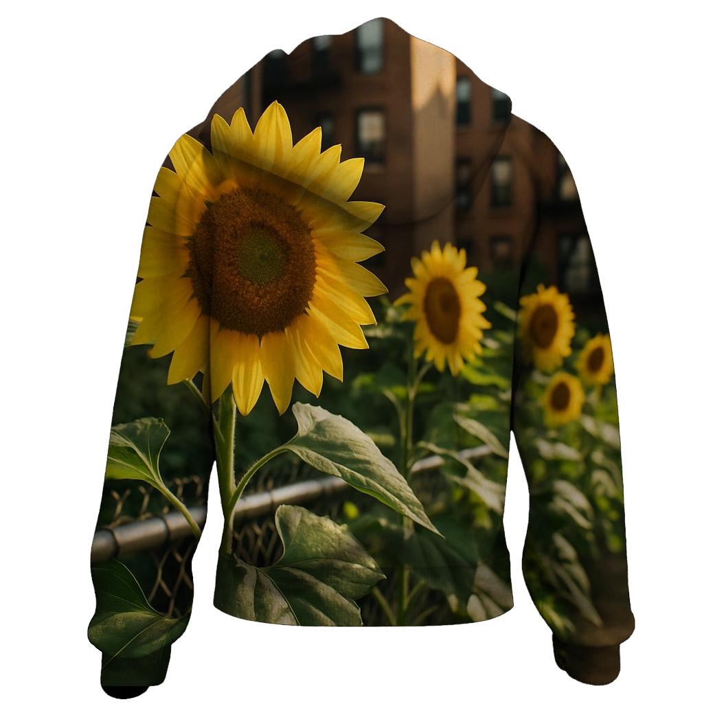 Sunflower Edge Of Urban Community Garden lightweight hoodies