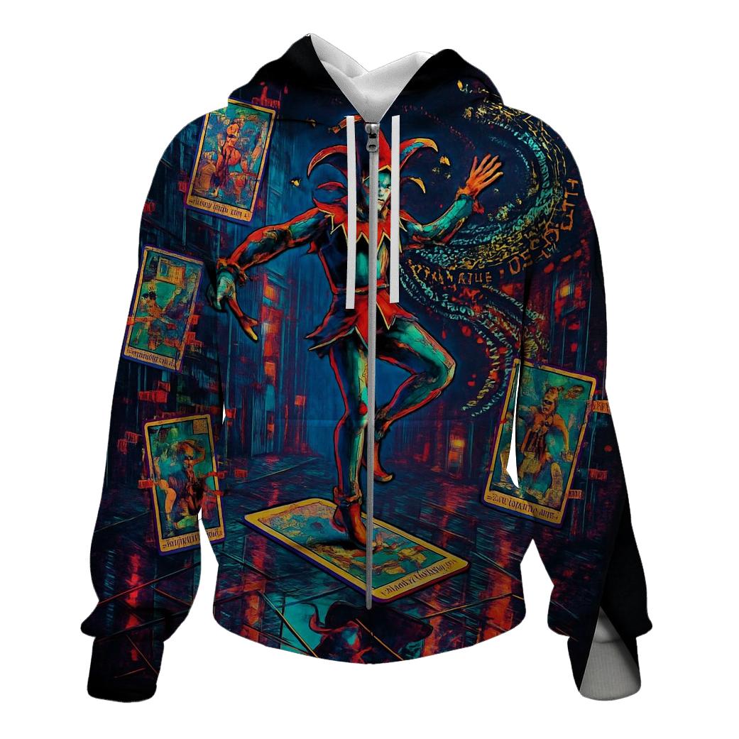 Glitched Tarot Street Jester hoodie styles