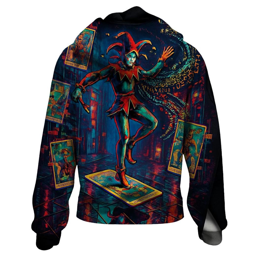 Glitched Tarot Street Jester hoodie styles