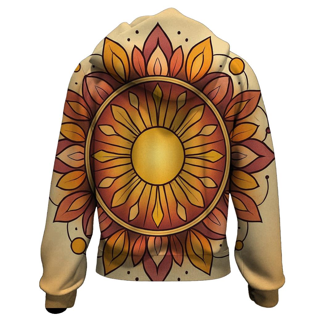 Solar Bloom Mandala Burst premium hoodies