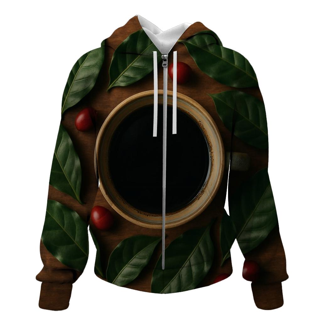 Forest Roast Leaf Cup zip-up hoodies
