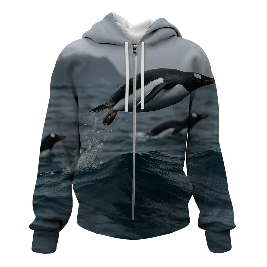 Gentoo Penguins Porpoising Through Swell hoodies fashion