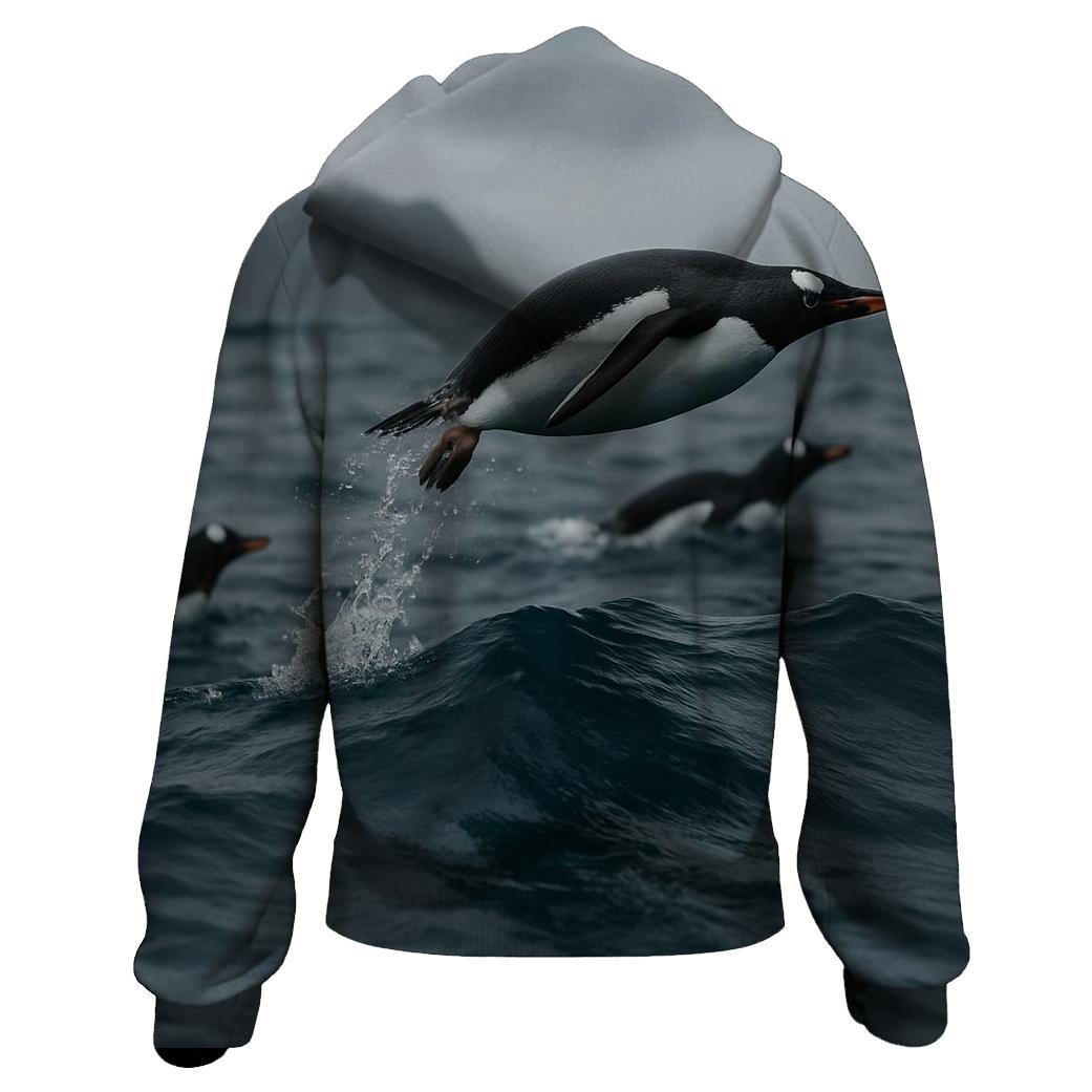 Gentoo Penguins Porpoising Through Swell hoodies fashion