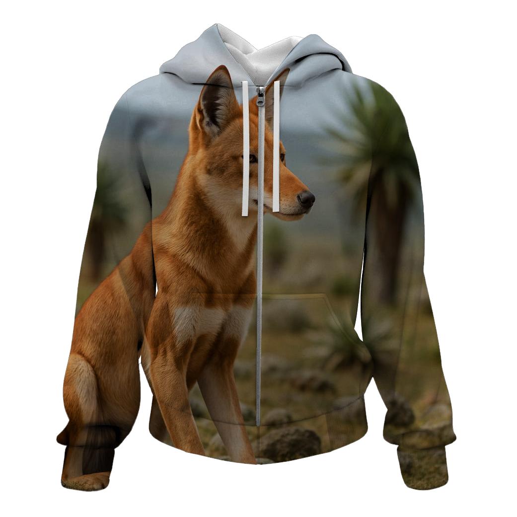 Ethiopian Wolf Watching Rodent Rich Afroalpine Plateau heavyweight hoodies