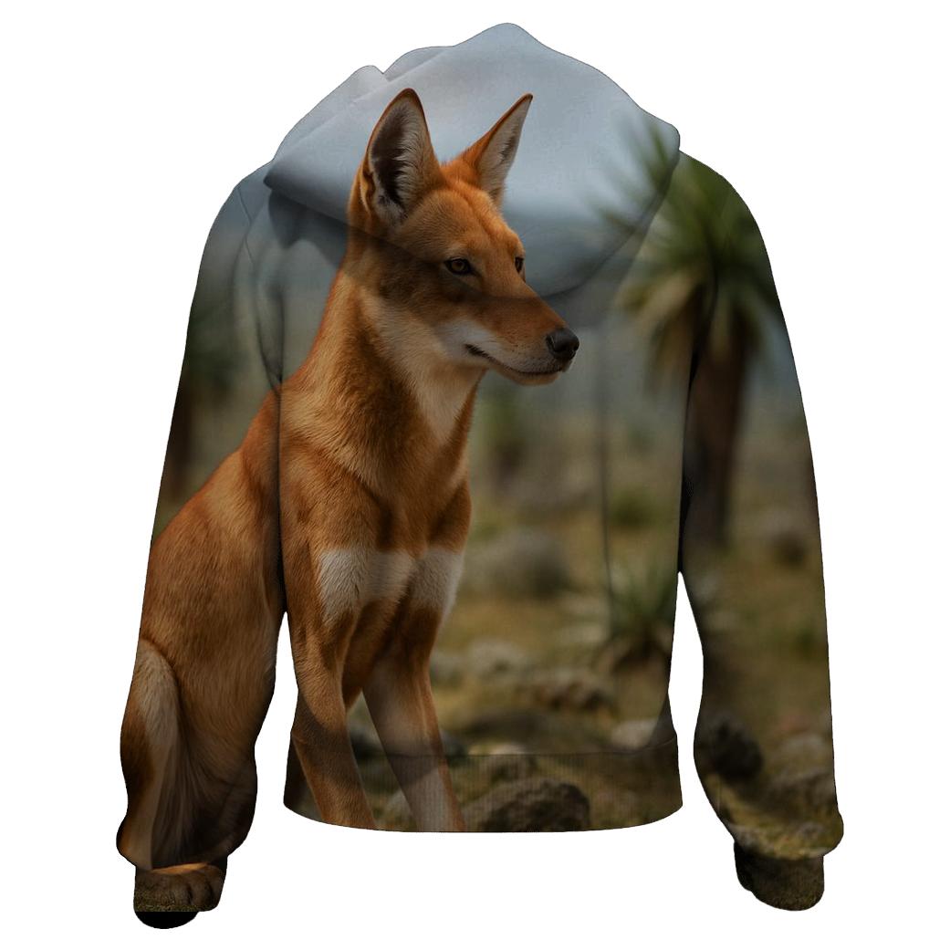 Ethiopian Wolf Watching Rodent Rich Afroalpine Plateau heavyweight hoodies
