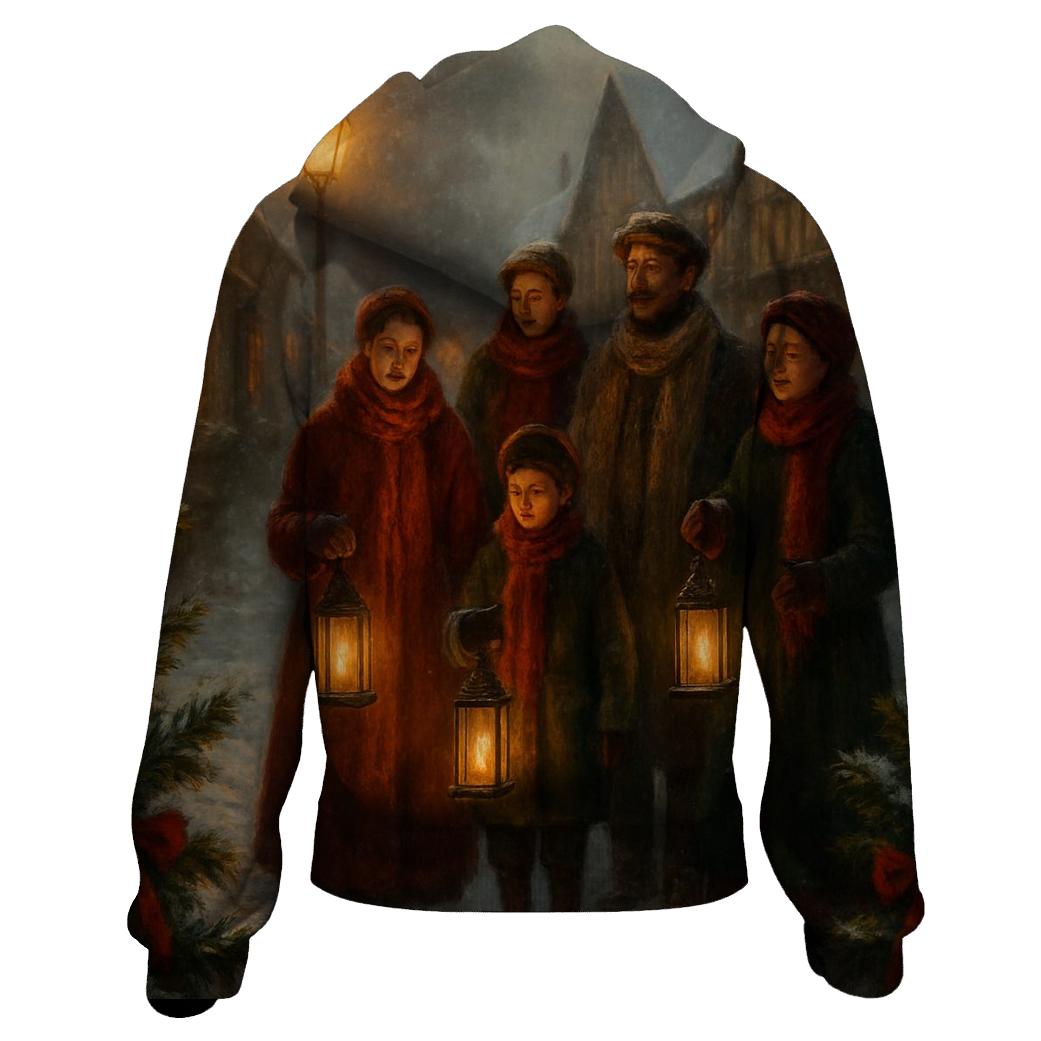 Candlelit Carolers On Snowy Lane graphic hoodies