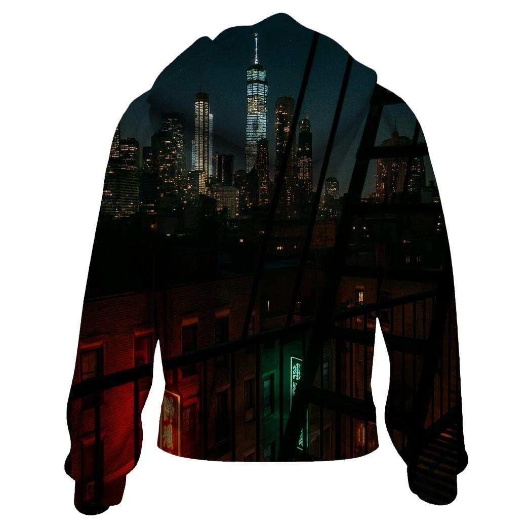 Nocturnal Skyline From A Chinatown Fire Escape designer hoodies