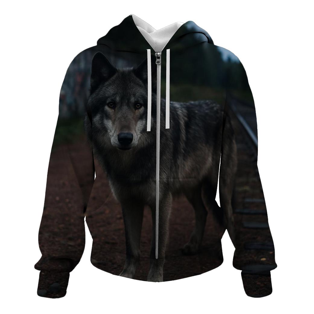 Urban Edge Wolf At Abandoned Rail Line hoodies fashion