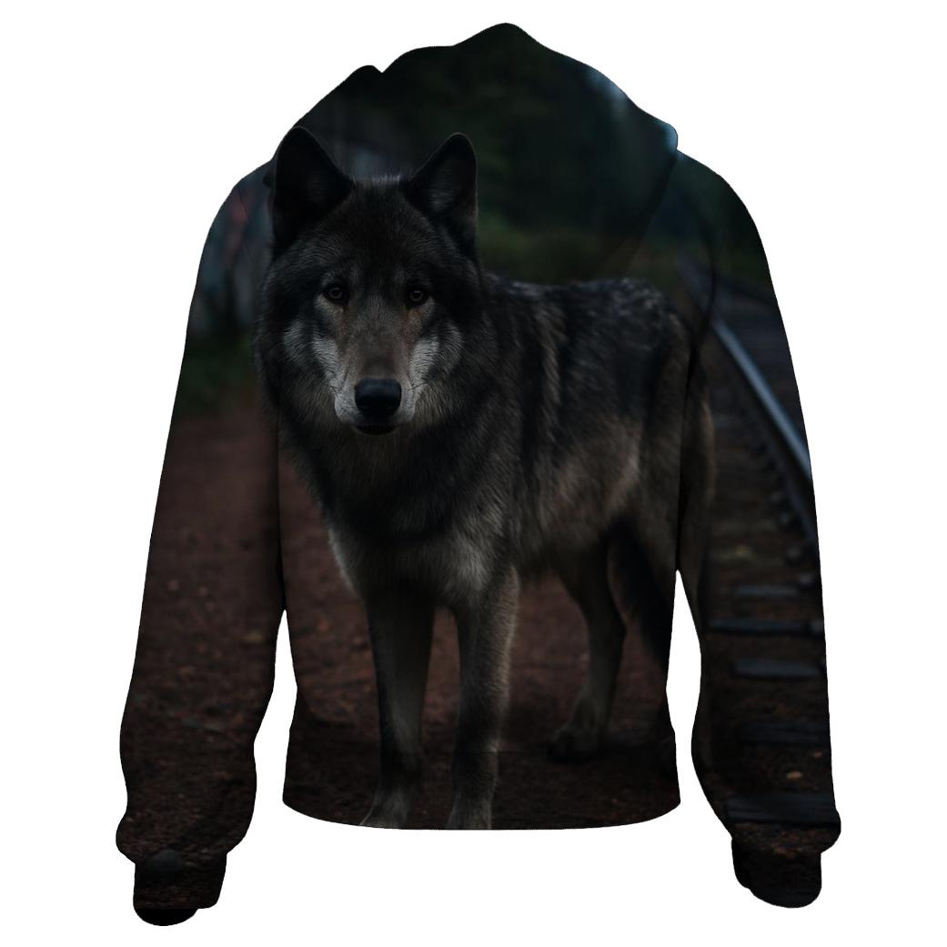 Urban Edge Wolf At Abandoned Rail Line hoodies fashion