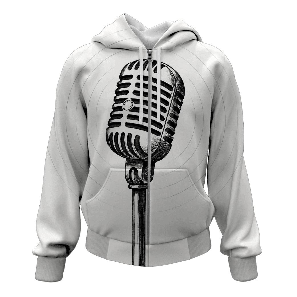 Minimal Mono Microphone lightweight hoodies