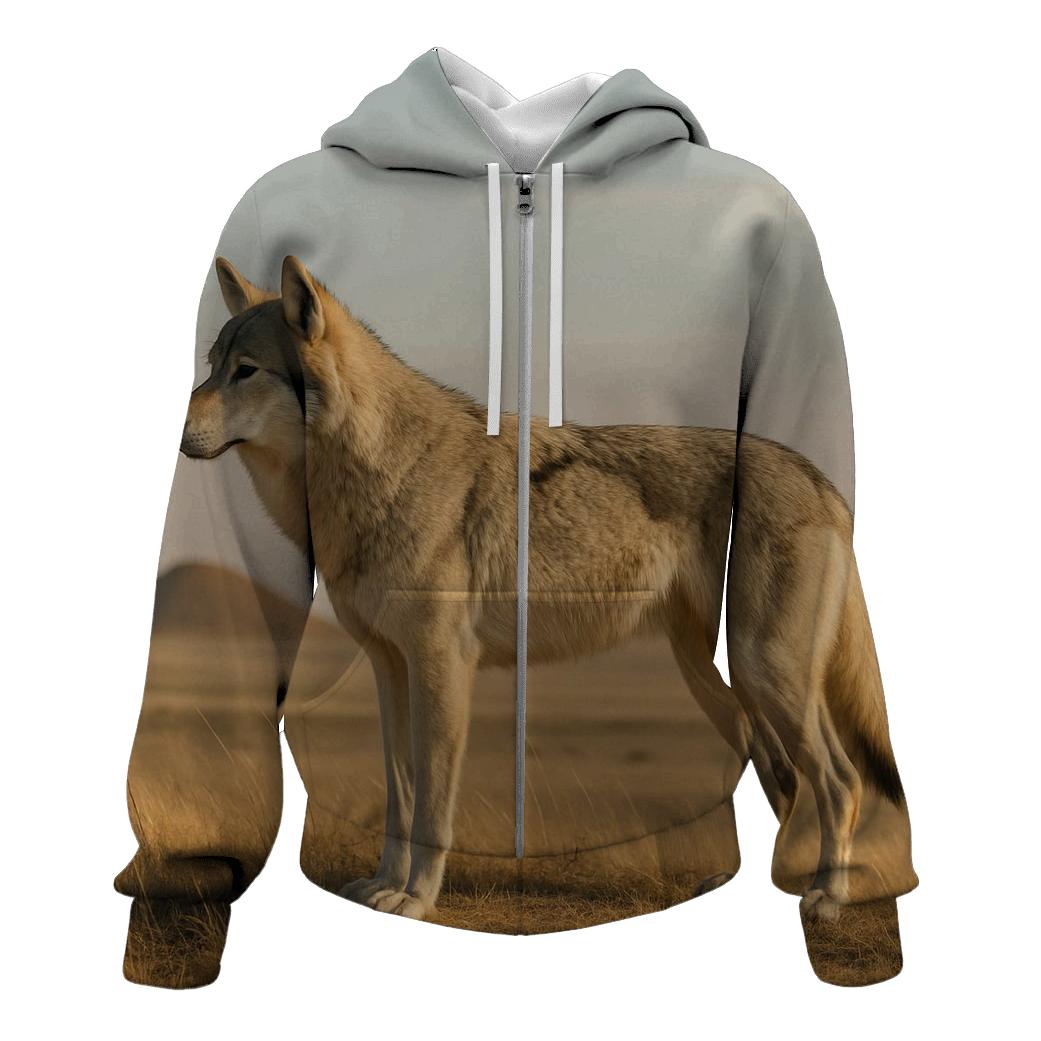 Steppe Wolf Among Ancient Burial Mounds designer hoodies