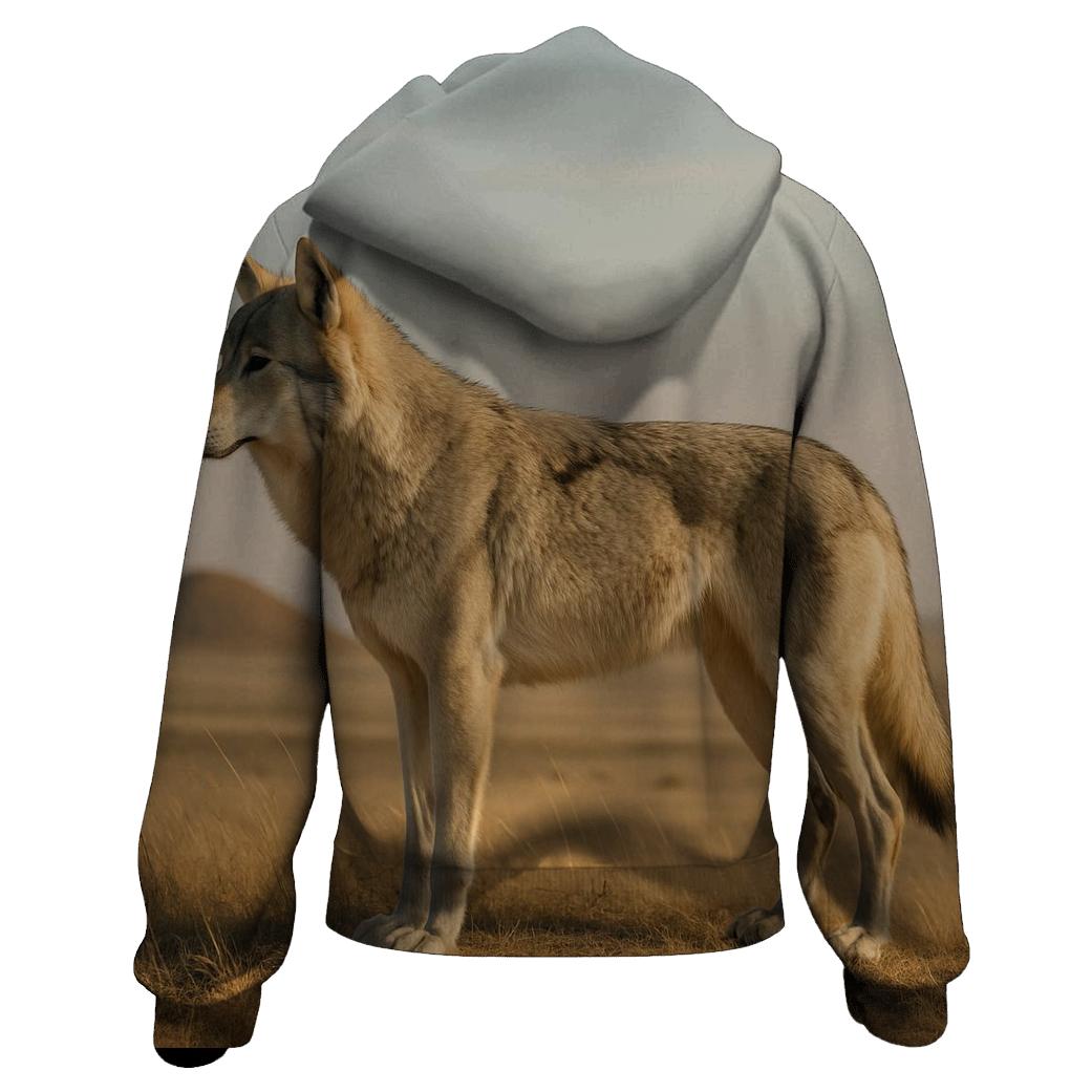 Steppe Wolf Among Ancient Burial Mounds designer hoodies