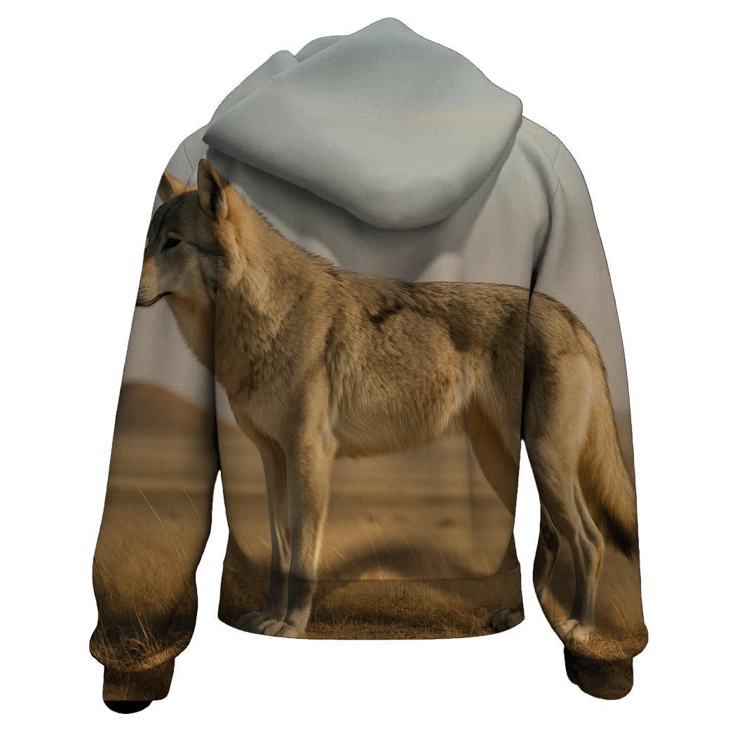 Steppe Wolf Among Ancient Burial Mounds designer hoodies