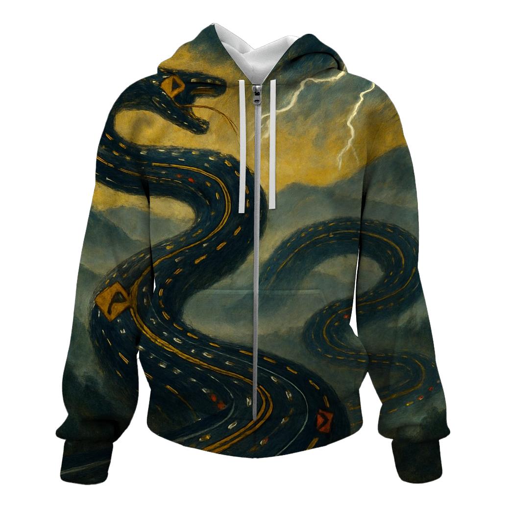 Serpent Of Scrambled Roads zip-up hoodies