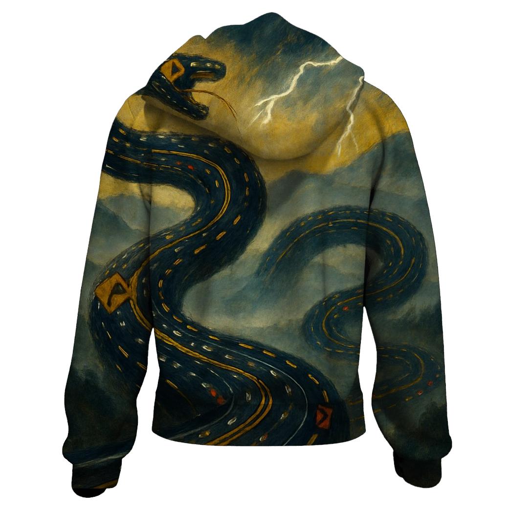 Serpent Of Scrambled Roads zip-up hoodies