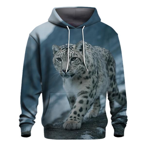 Snow Leopard On Wind Carved Ridge lightweight hoodies