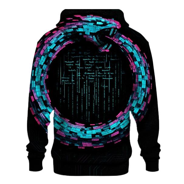 Digital Glitch Ouroboros custom hoodies
