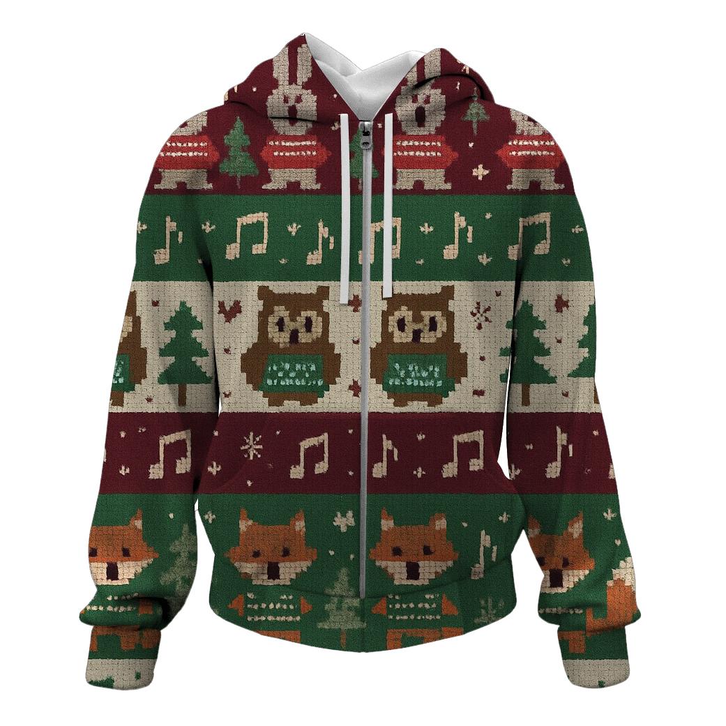 Caroling Critter Village Stripe Design hoodie trends