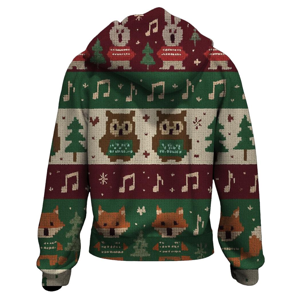 Caroling Critter Village Stripe Design hoodie trends