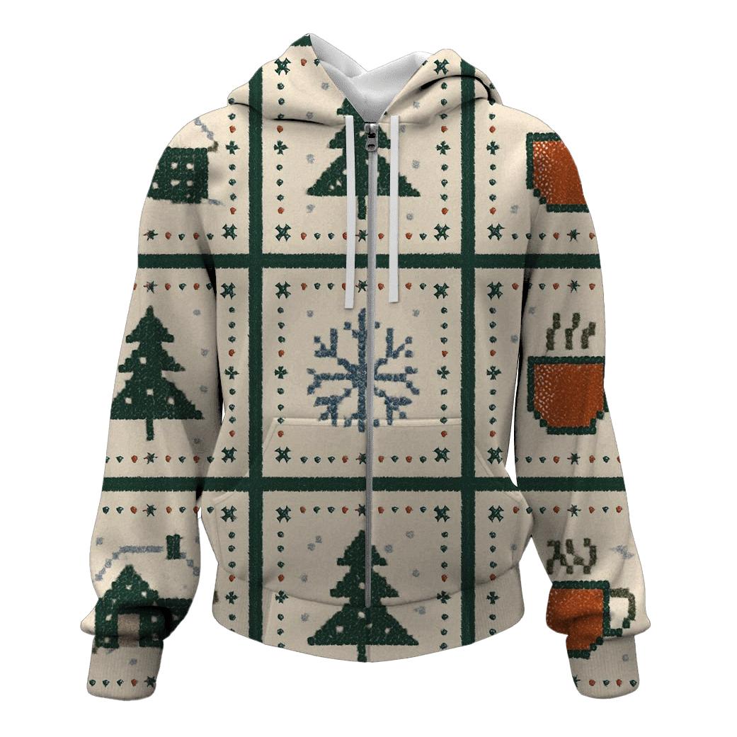 Frosty Chalet Window Panel Design hoodies fashion