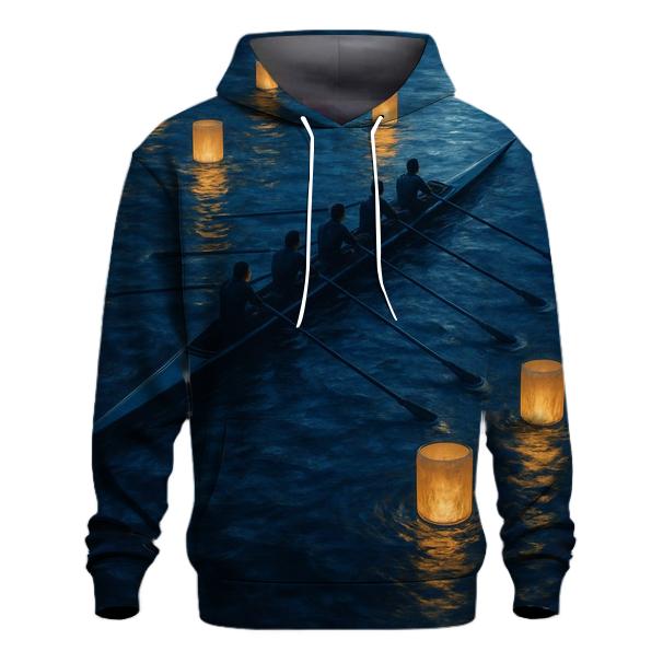 Nighttime Rowing Under Lanterns graphic hoodies