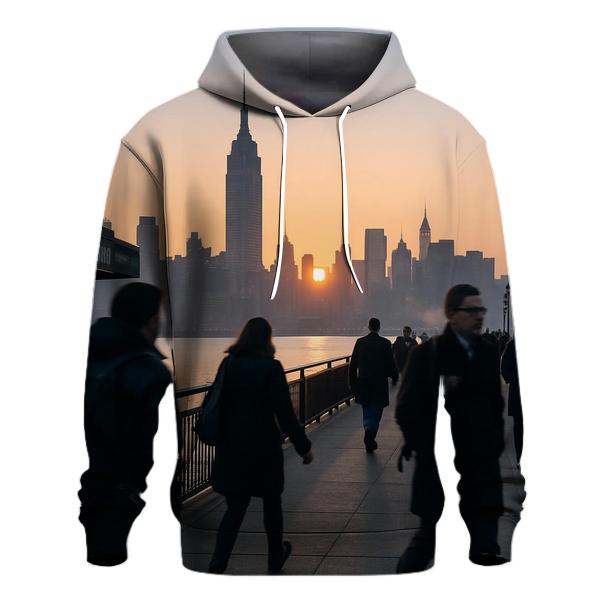 Morning Commute At Hoboken Terminal Skyline Backdrop hoodie designs