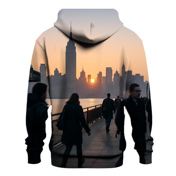 Morning Commute At Hoboken Terminal Skyline Backdrop hoodie designs