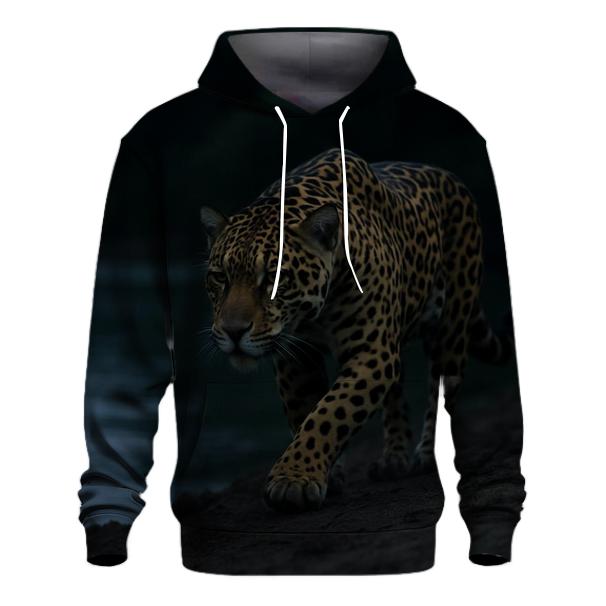 Jaguar Stalking Along Riverbank At Dusk designer hoodies
