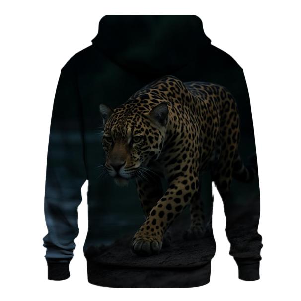 Jaguar Stalking Along Riverbank At Dusk designer hoodies