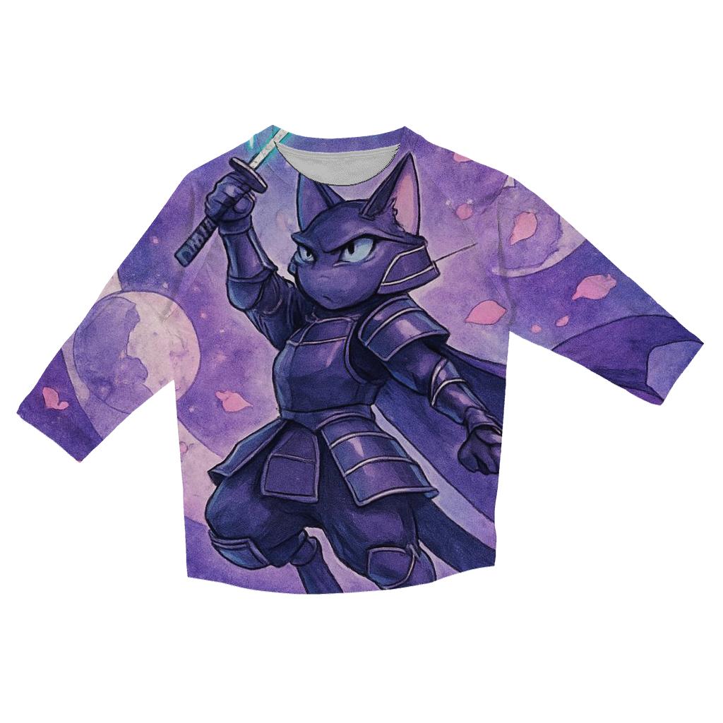 Starlit Ronin Cat Drift printed three quarter sleeve shirts