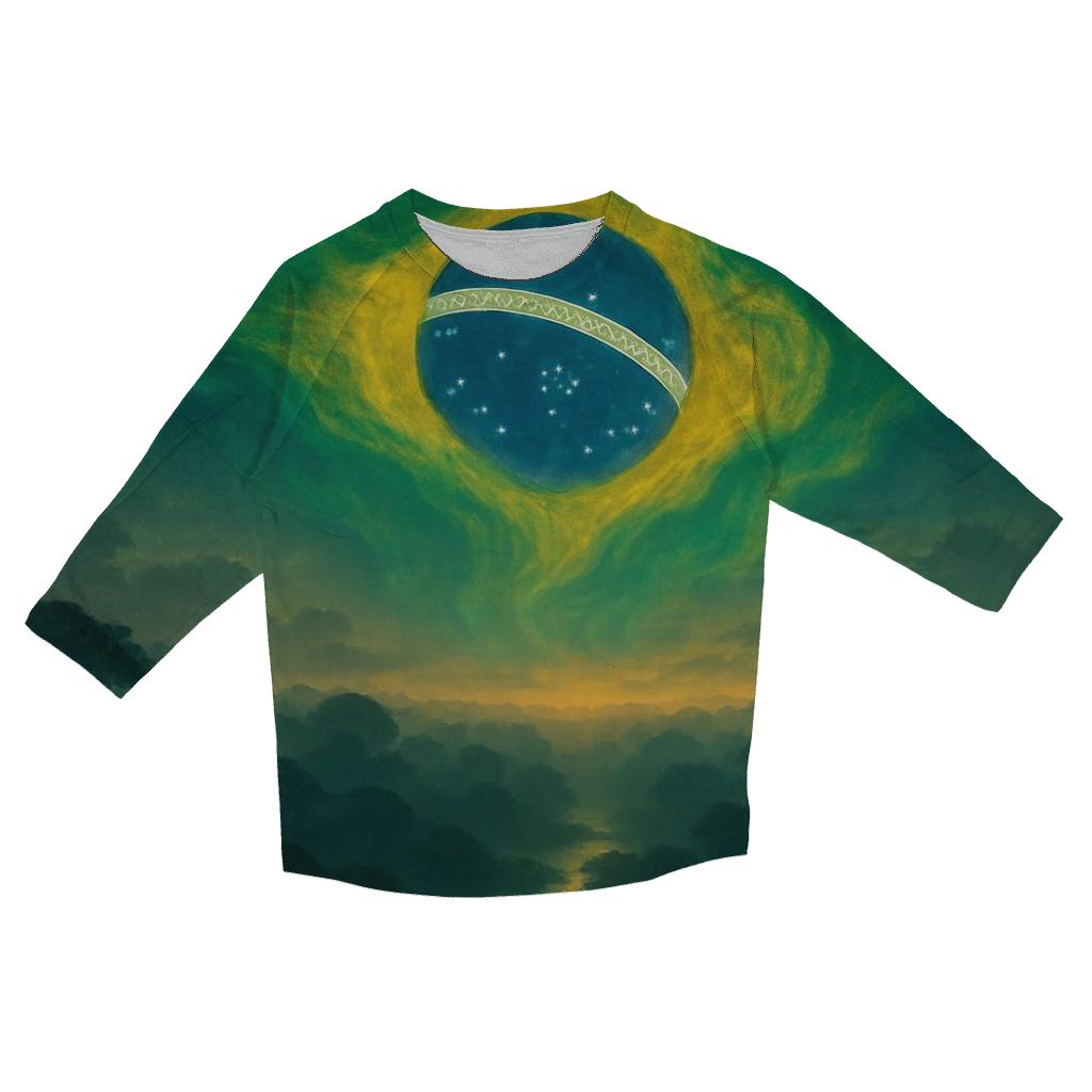 Brazilian Rainforest Flag Aurora casual three quarter sleeve shirts