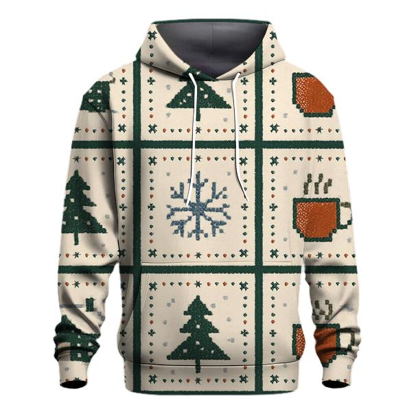 Frosty Chalet Window Panel Design zip-up hoodies