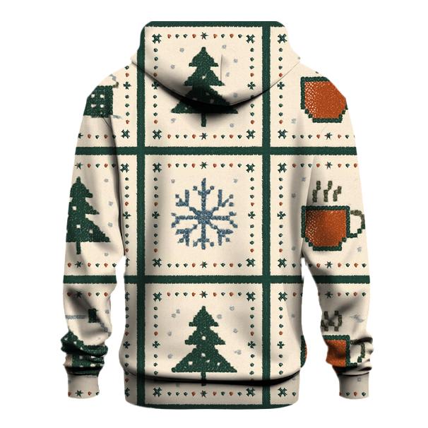 Frosty Chalet Window Panel Design zip-up hoodies