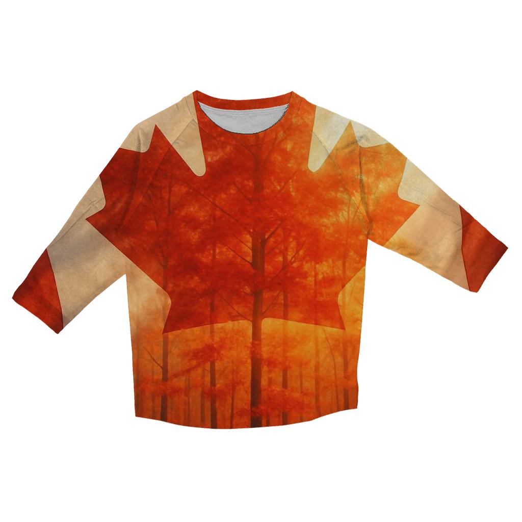 Canadian Maple Forest Double Exposure Flag designer 3/4 sleeve blouses