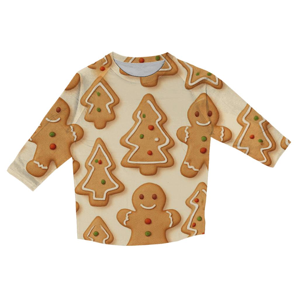 Gingerbread Cookie Grid On Warm Cream trendy 3/4 sleeve tops