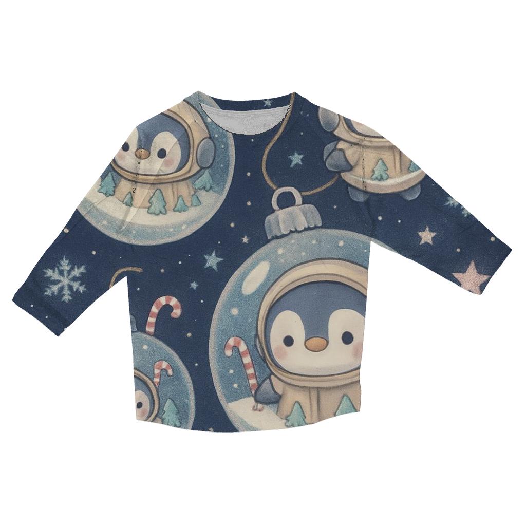 Penguin Astronaut Ornament Cluster casual three quarter sleeve shirts