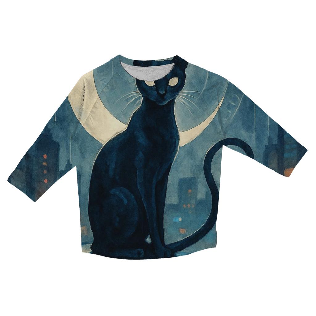 Moonlit Alley Oracle Cat trendy 3/4 sleeve tops