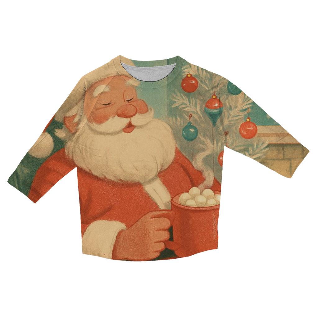 Retro Hot Cocoa Santa Lounge stylish quarter sleeve tops