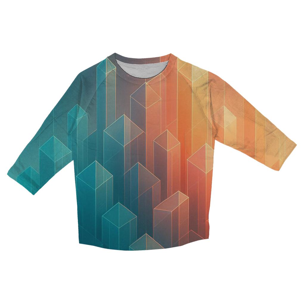 Gradient Lattice Crystal City designer 3/4 sleeve blouses