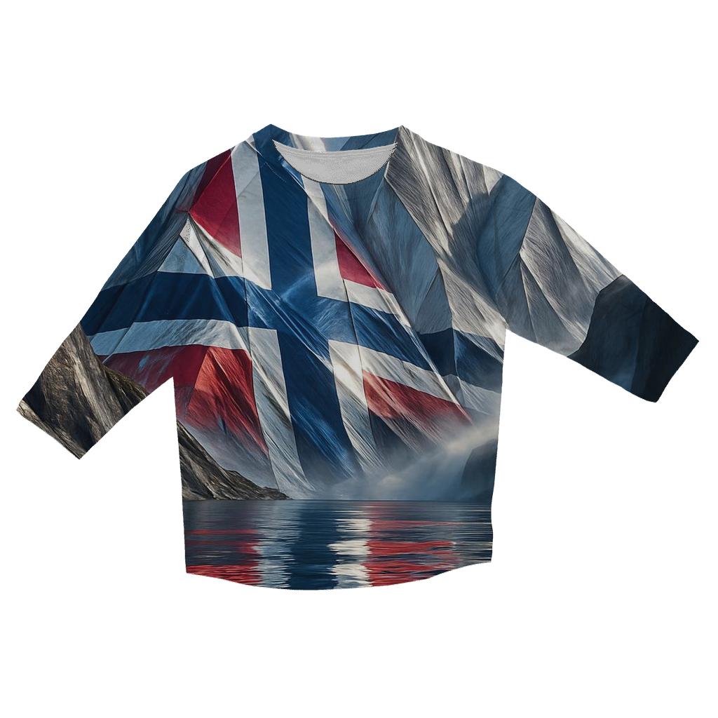 Norwegian Fjord Metallic Flag Peaks custom 3/4 sleeve shirts